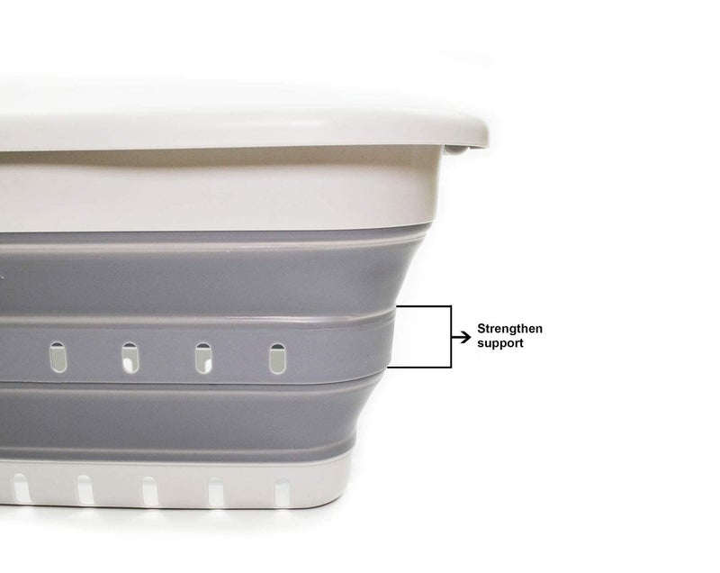 SAMMART 41L (10.8 gallon) Set of 2 Collapsible 3 Handled Plastic Laundry Basket-Foldable Pop Up Storage Container/Organizer-Space Saving Hamper/Basket (2, Grey/Dark Grey) - Image 5